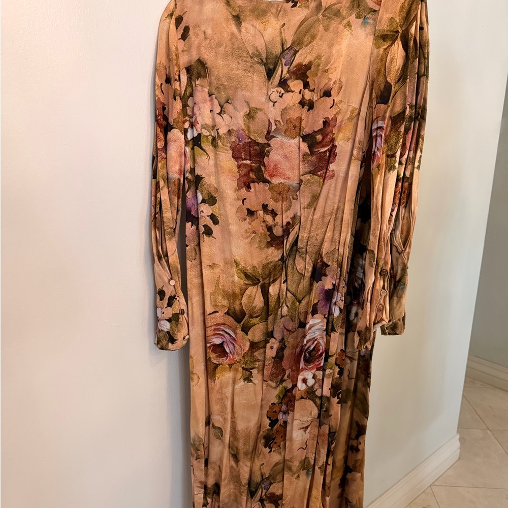& Other Stories Floral Long Sleeve Dress in Earthy Tones